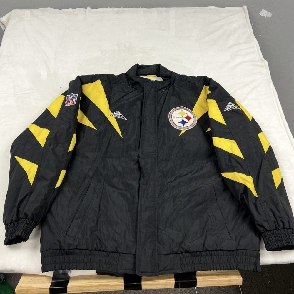 Apex One Jacket Mens XL Black Yellow Pittsburgh Steelers NFL Pro Line Vintage
